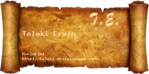 Teleki Ervin névjegykártya